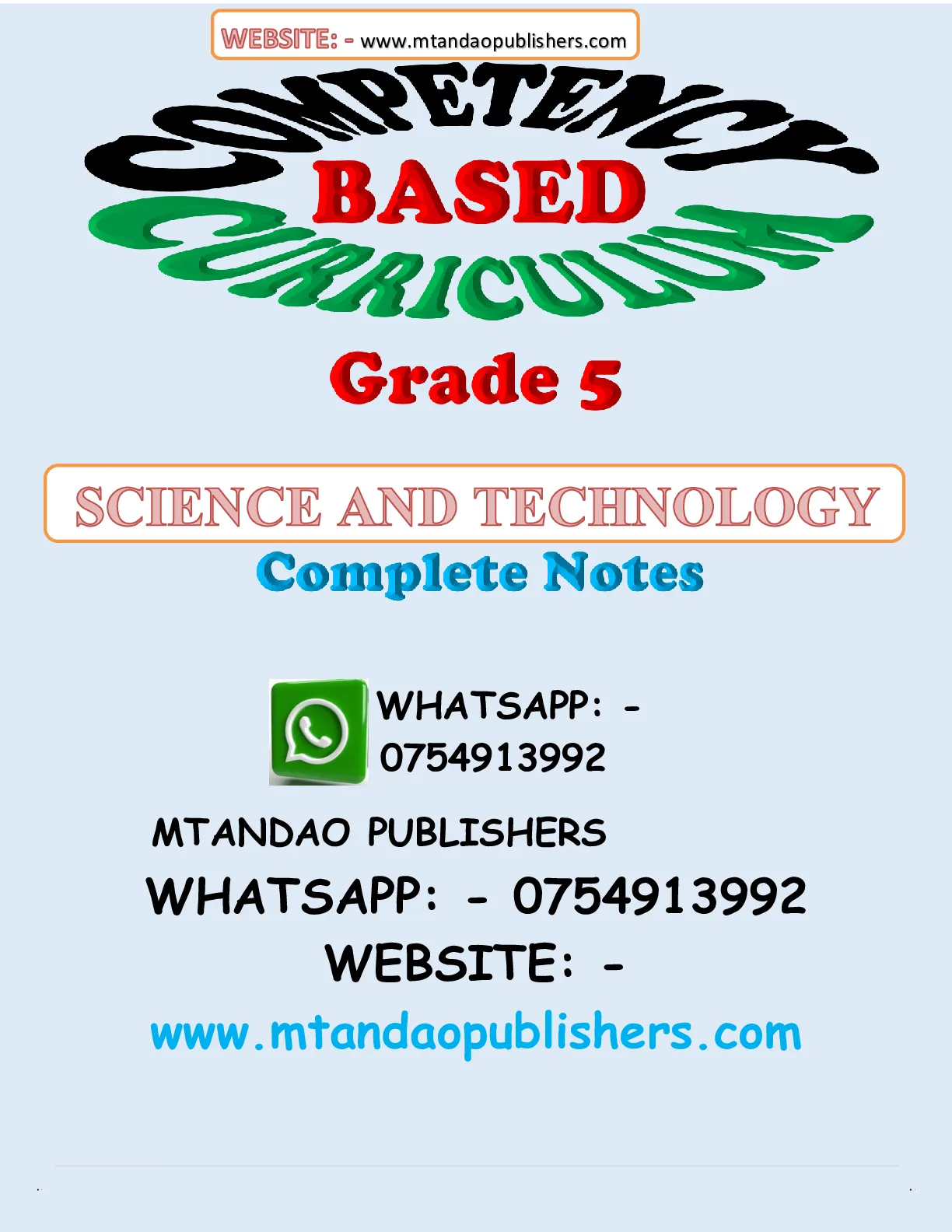 GRADE 5 SCIENCE AND TECHNOLOGY — Page 1 Sample